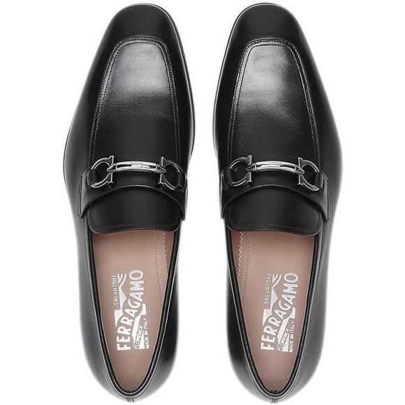 SALVATORE FERRAGAMO Benford Black Smooth Leather Bit Loafer Size 8.5 E Wide - Picture 2 of 12